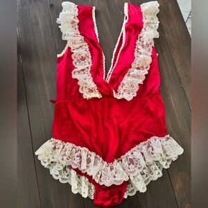 Flair Red and White Lace Chemise Size Small NWOT